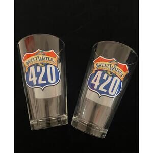 Sweetwater Brewing 420 Badge Fishing Theme Pint Glass Set Beer Glass Barware